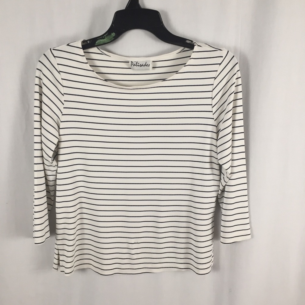 ☃️3 for $23 ☃️ Palisades 3/4 Sleeve Striped Boat Neck Top
